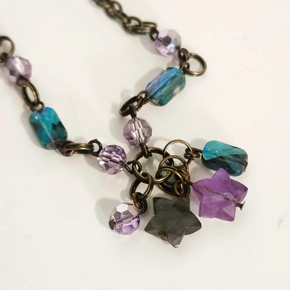 Charming Purple and Blue Star Necklace - Picture 4 of 4